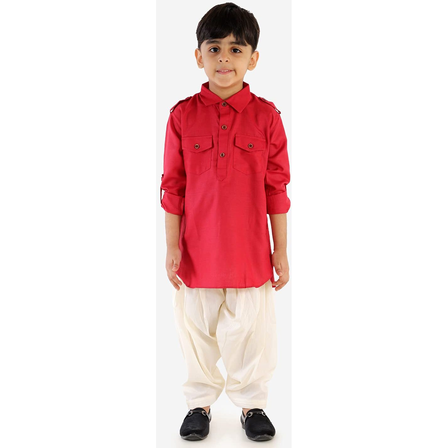 JBN Creation Boys' Maroon Cotton Blend Pathani Kurta Set With Cap-VASBPT003MAnPTY1CRnC_26