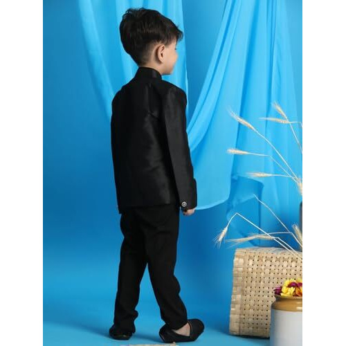 VASTRAMAY Boys' Black Jodhpuri Mandarin Collar_VASBJP001BL_32