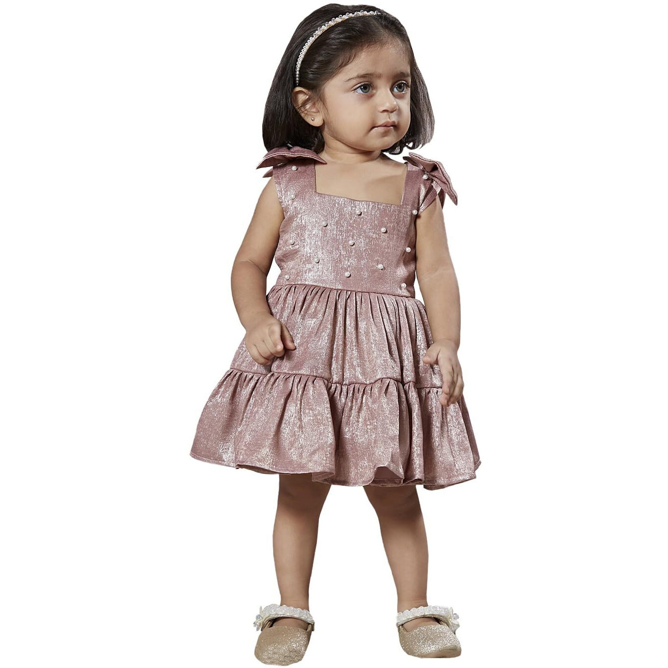 VASTRAMAY Girls' Chiku Dress - This Adorable Frock for Baby Girls is Perfect for Special Occasions and Celebrations.