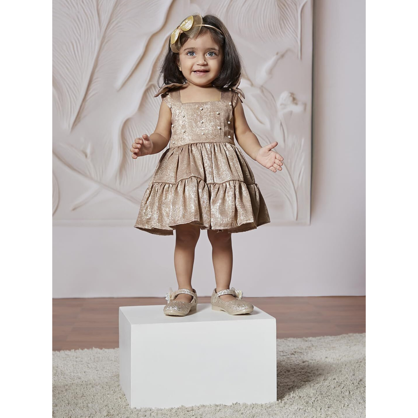 VASTRAMAY Girls' Chiku Dress - This Adorable Frock for Baby Girls is Perfect for Special Occasions and Celebrations.