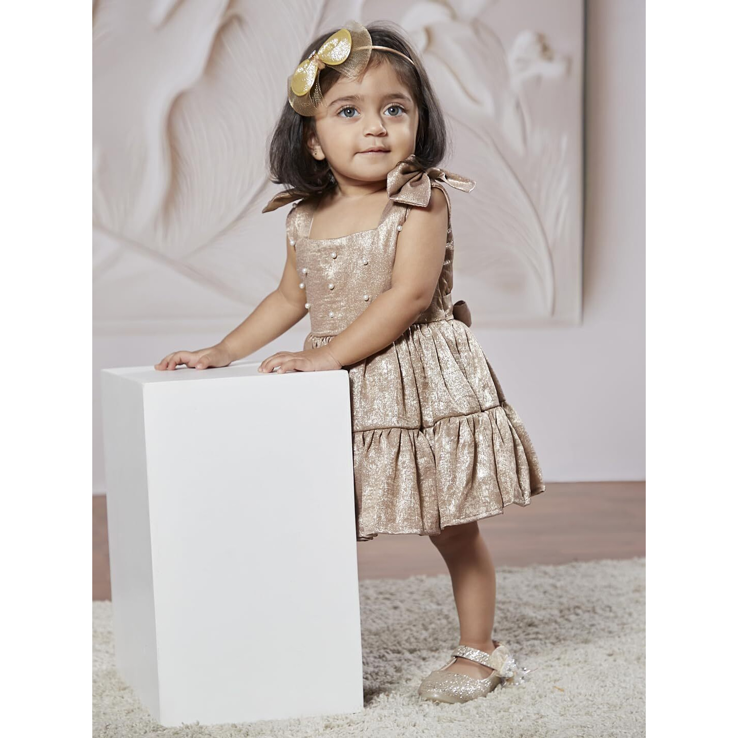 VASTRAMAY Girls' Chiku Dress - This Adorable Frock for Baby Girls is Perfect for Special Occasions and Celebrations.