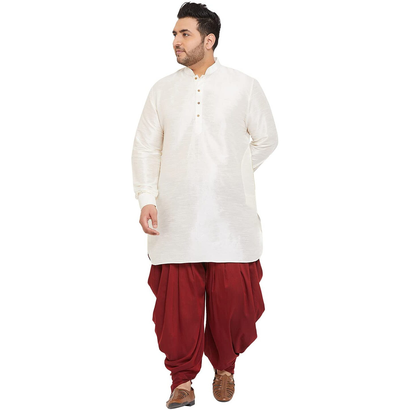 VASTRAMAY Plus Men's Aqua Blue Silk Blend Kurta (VPLUSMK001AQ_44)