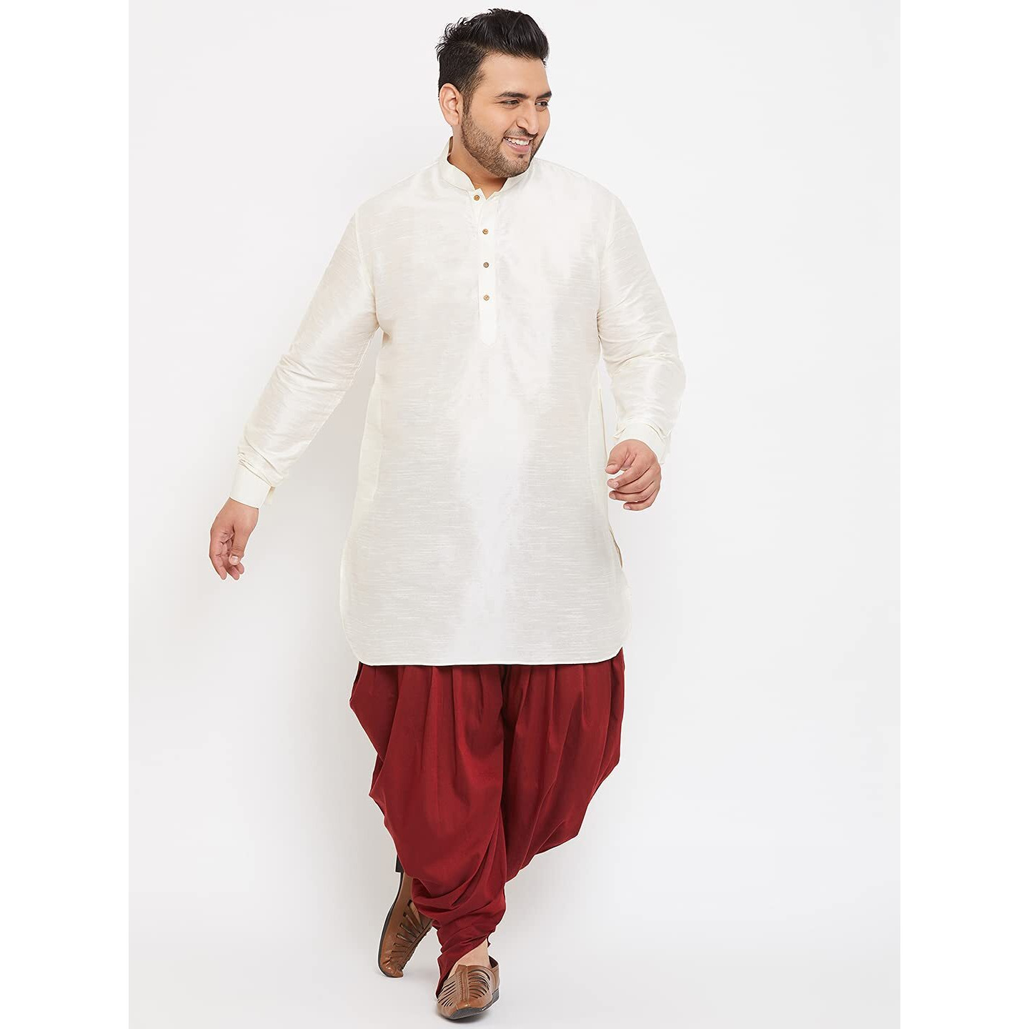 VASTRAMAY Plus Men's Aqua Blue Silk Blend Kurta (VPLUSMK001AQ_44)