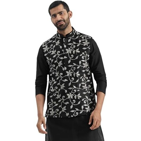 VASTRAMAY Men's Nehru Jacket, Embroidered Nehru Jacket For Men, Traditional Indian Festive & Ethnic Wear