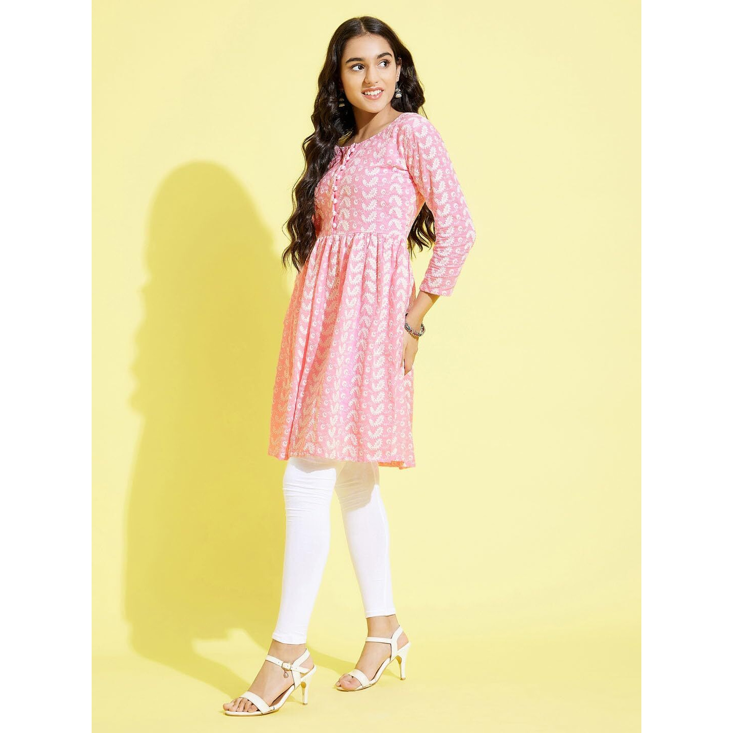 VASTRAMAY Girls' Chikankari Cotton Kurta & Churidar Set  Festive Ethnic Wear for Holi & Eid