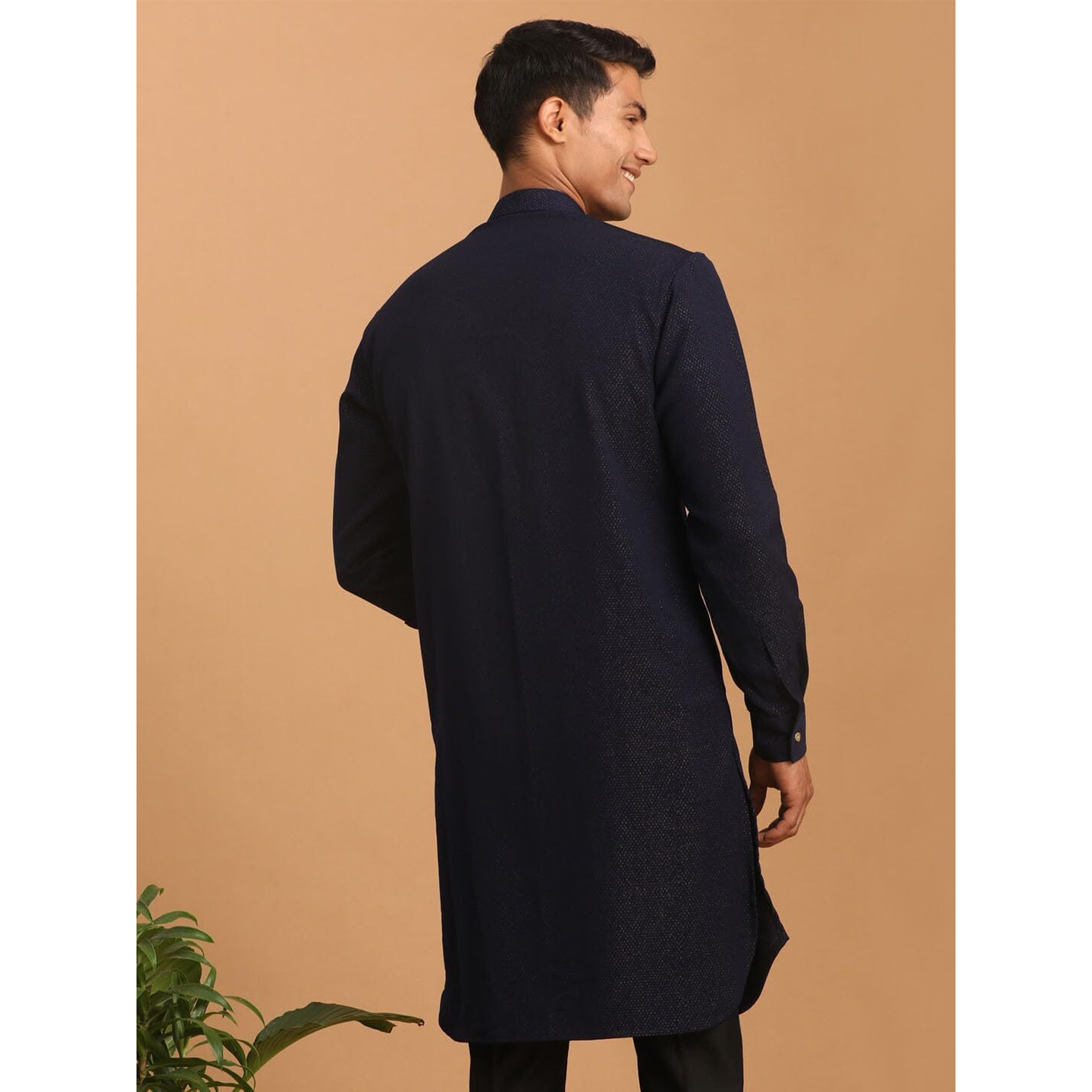 VASTRAMAY Men's Navy Blue Cotton Blend Kurta | Imported Fabric Kurta for Men | Timeless Elegance for Festivals & Events | Classic Design, Premium Comfort, and Versatile Style