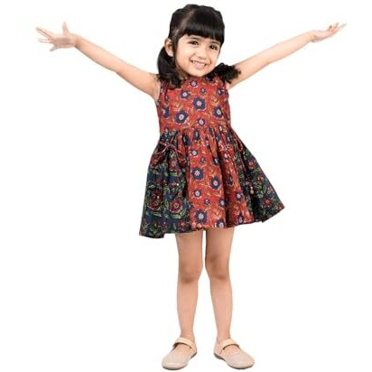 VASTRAMAY Girls' Rust Dress