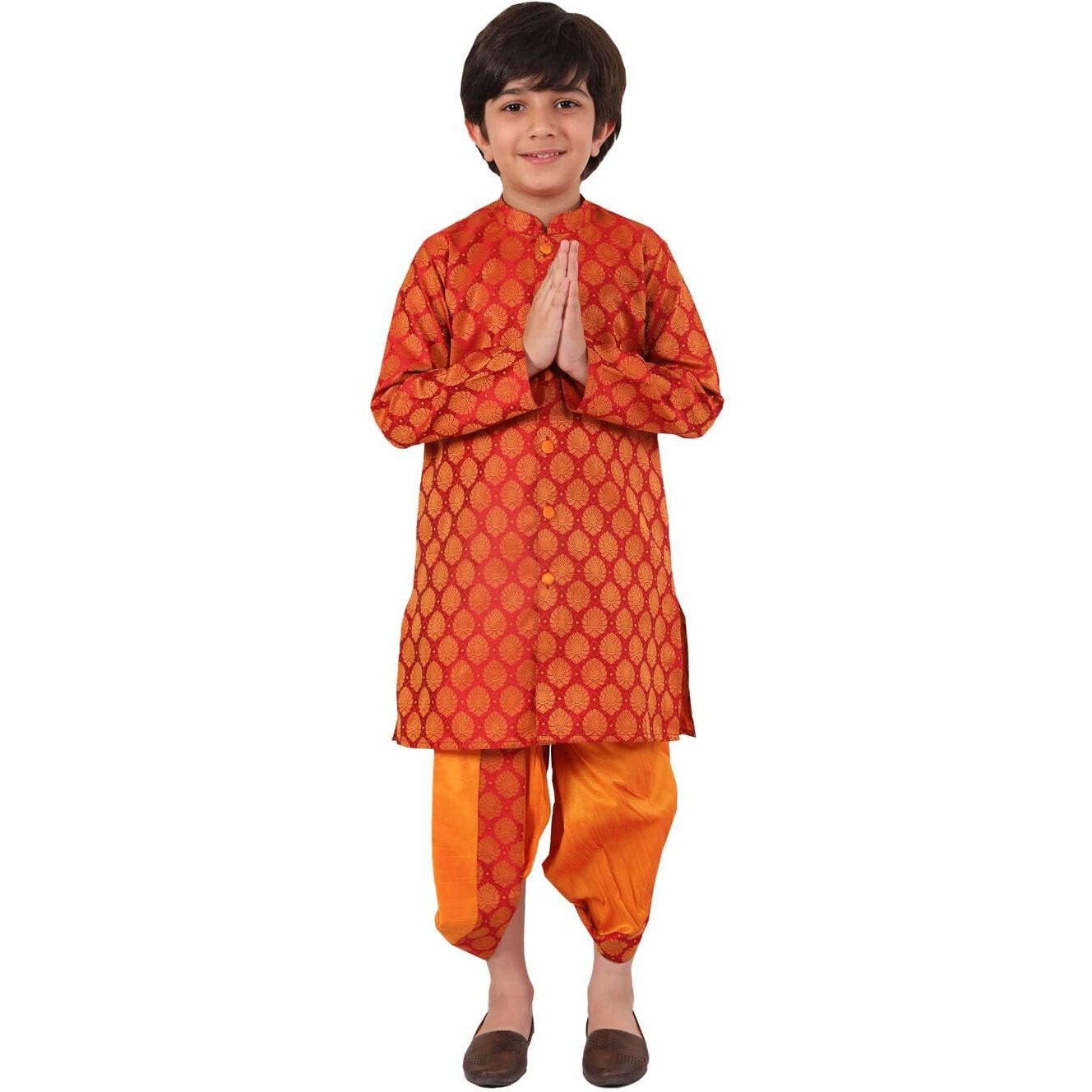 VASTRAMAY Boys' Red And Orange Kurta And Dhoti Set_VASBDK218RD_28