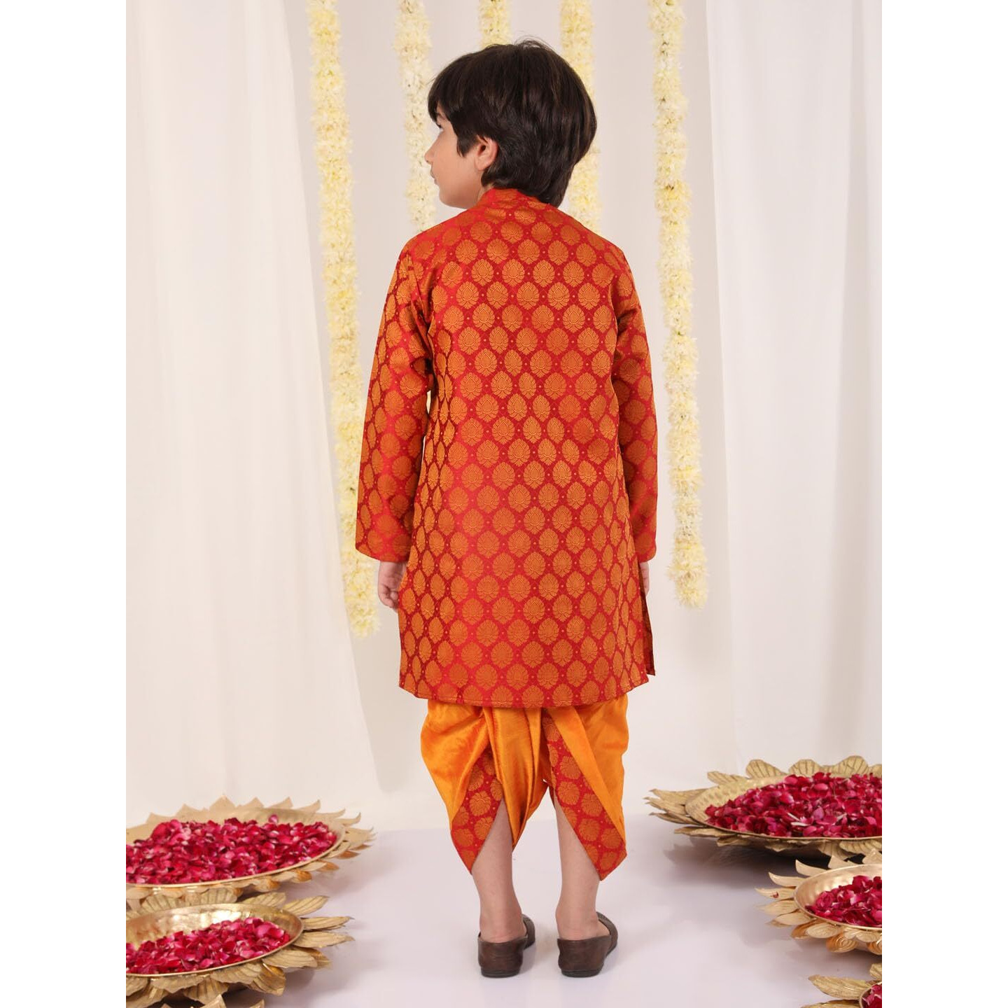 VASTRAMAY Boys' Red And Orange Kurta And Dhoti Set_VASBDK218RD_28