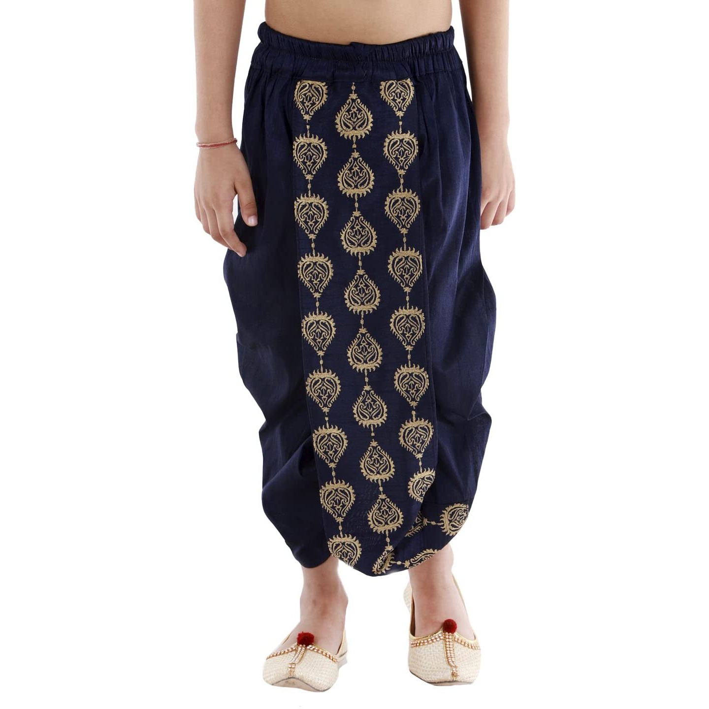 VASTRAMAY Boys' Navy Blue Traditional Embroidered Dhoti_VASBDT005NB_24