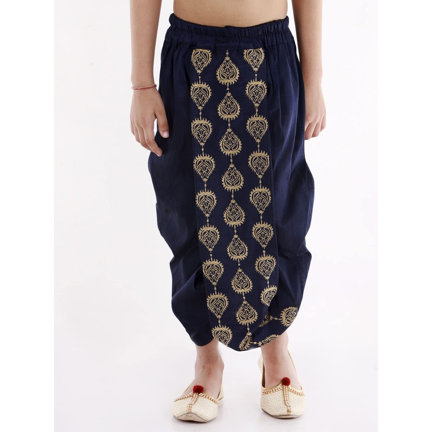 VASTRAMAY Boys' Navy Blue Traditional Embroidered Dhoti_VASBDT005NB_24