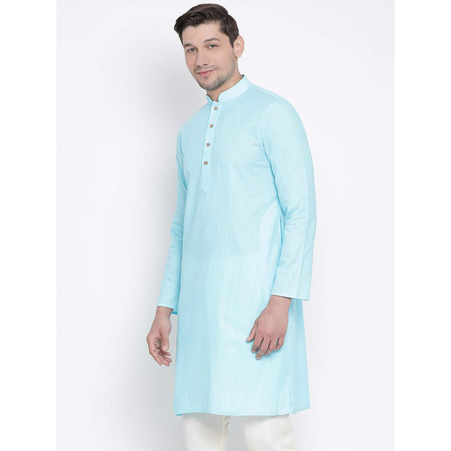 VASTRAMAY Soft & Comfortable Linen Cotton Kurta for Men  Plain Solid Ethnic Wear, Perfect Fit for All Body Types  Ideal For Ethnic & Festive Occasions & Festive Occasions