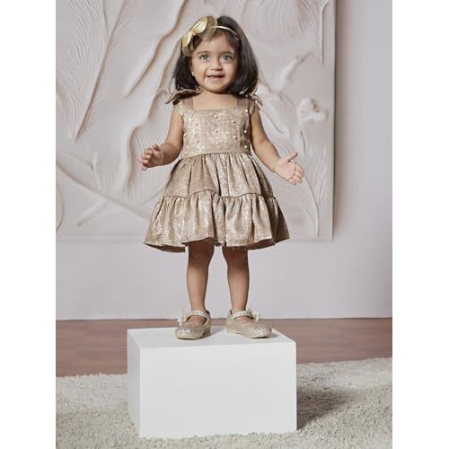 VASTRAMAY Girls' Chiku Dress - This Adorable Frock for Baby Girls is Perfect for Special Occasions and Celebrations.