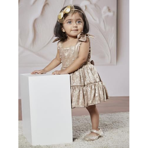 VASTRAMAY Girls' Chiku Dress - This Adorable Frock for Baby Girls is Perfect for Special Occasions and Celebrations.