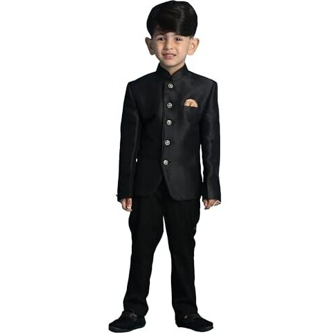 VASTRAMAY Boys' Black Jodhpuri Mandarin Collar_VASBJP001BL_22