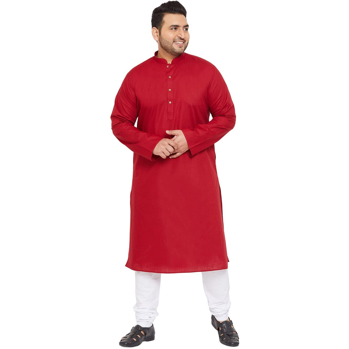 VASTRAMAY Plus Size Men's Aqua Blue Silk Blend Kurta (VPlus SizeMK001AQ_44)