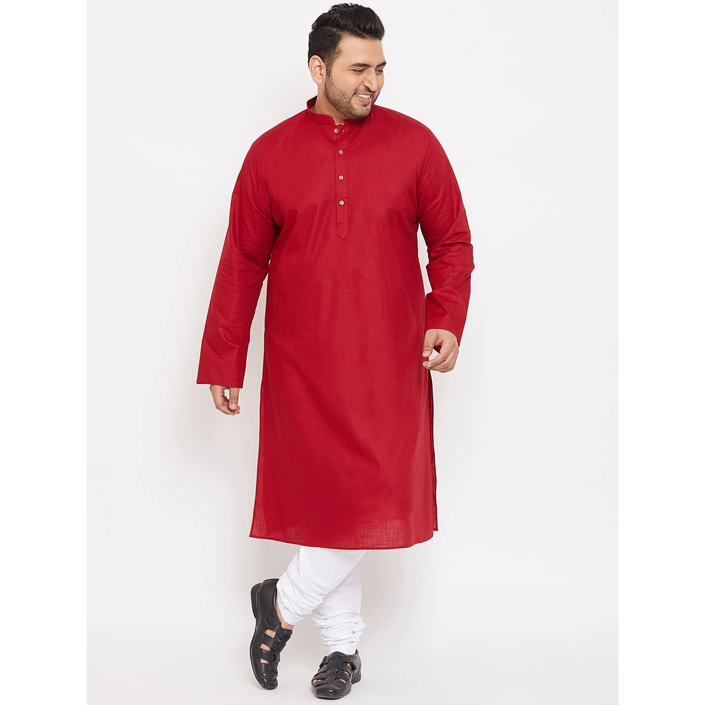VASTRAMAY Plus Size Men's Aqua Blue Silk Blend Kurta (VPlus SizeMK001AQ_44)