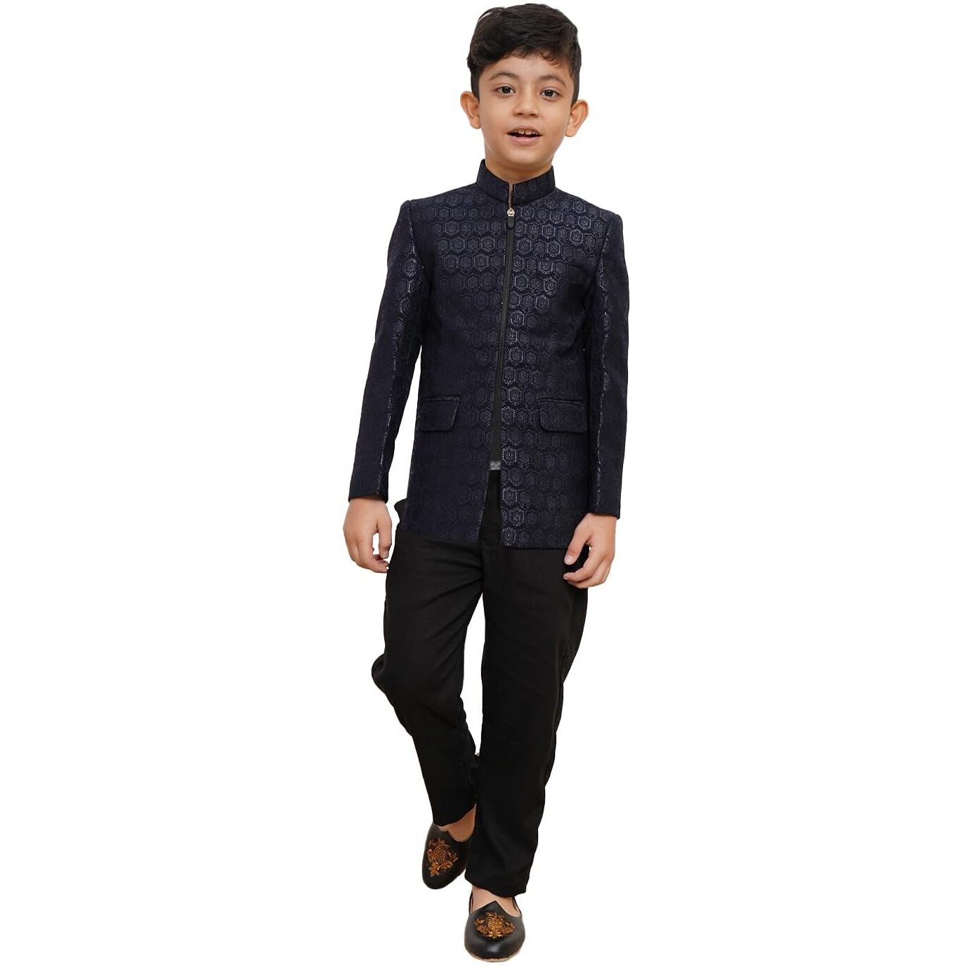 VASTRAMAY Boys' Navy Blue Jodhpuri set
