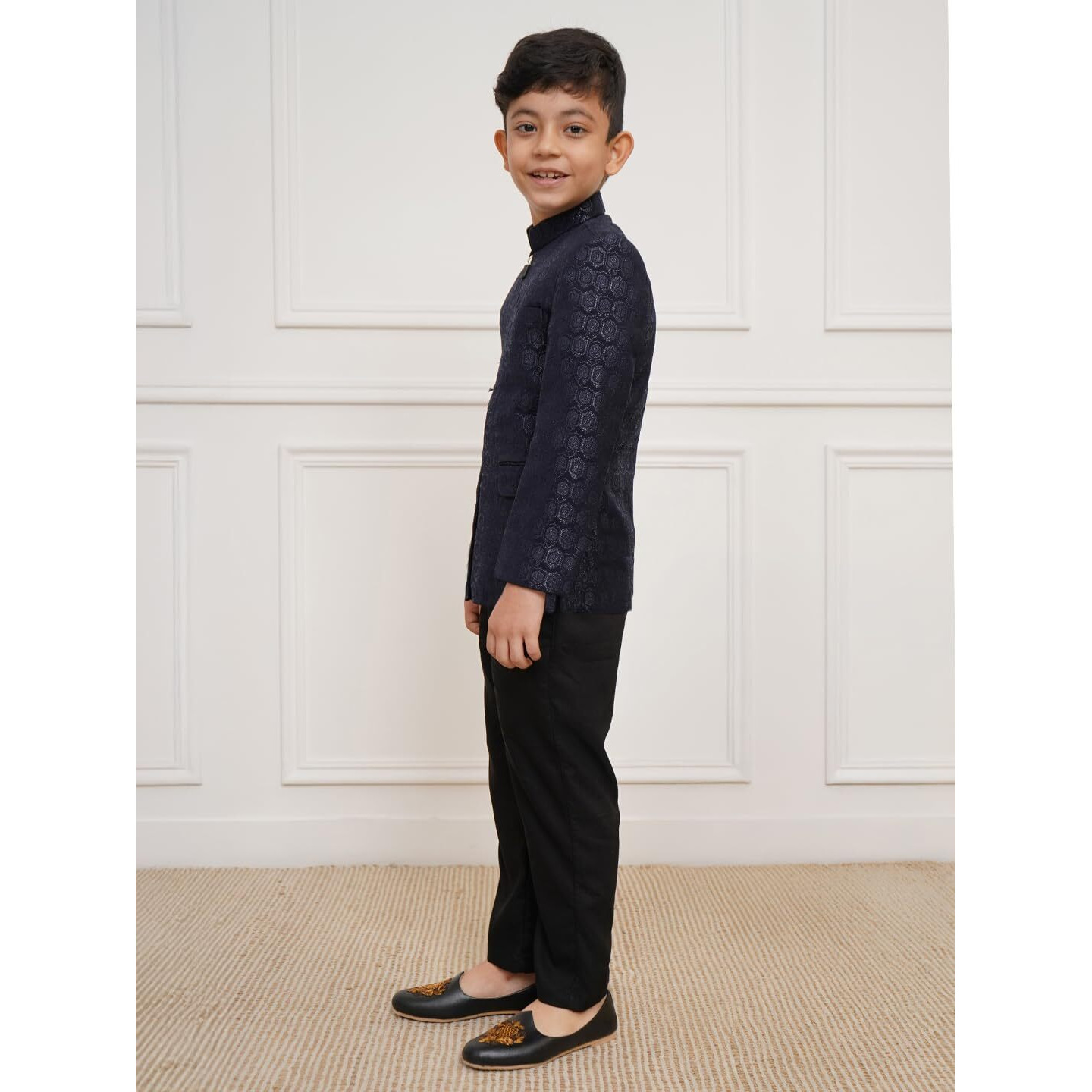 VASTRAMAY Boys' Navy Blue Jodhpuri set