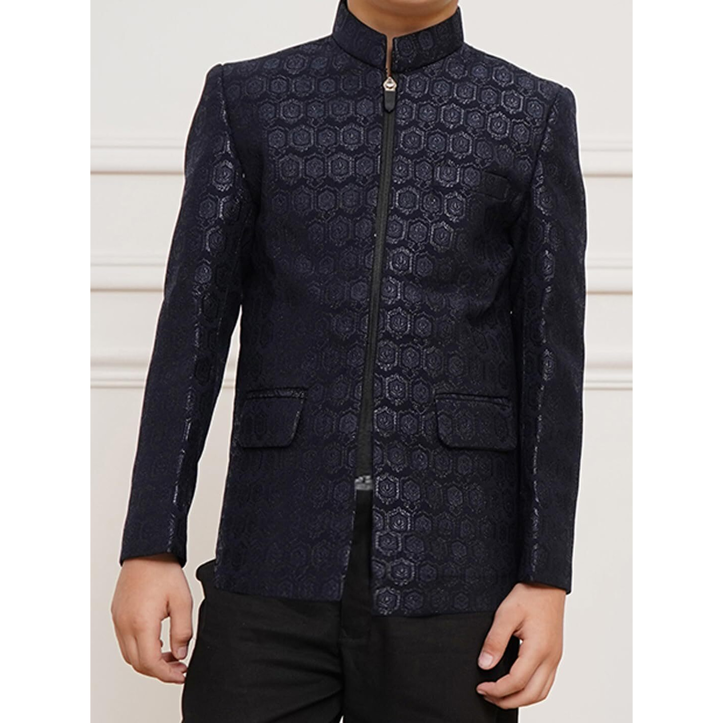 VASTRAMAY Boys' Navy Blue Jodhpuri set