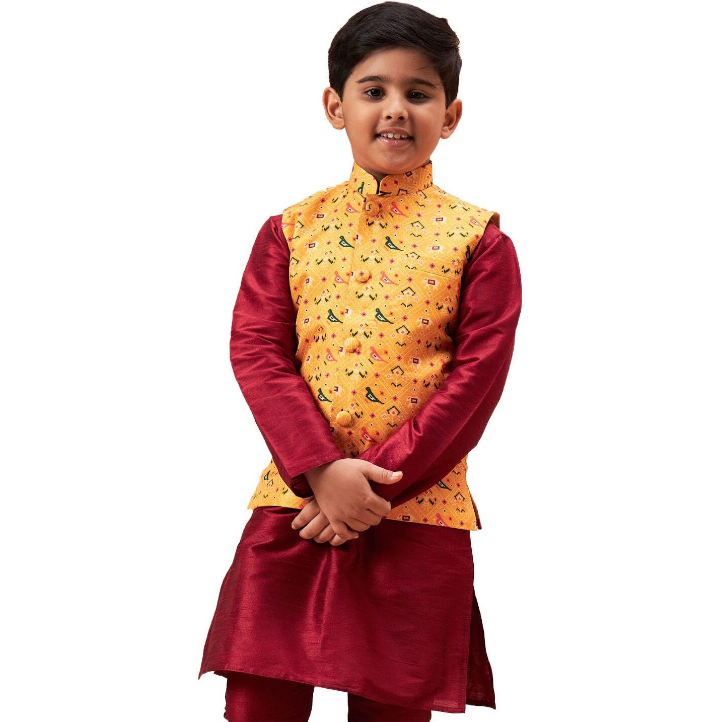 VASTRAMAY Boys' Yellow Nehru Jacket_VASBJ139_20