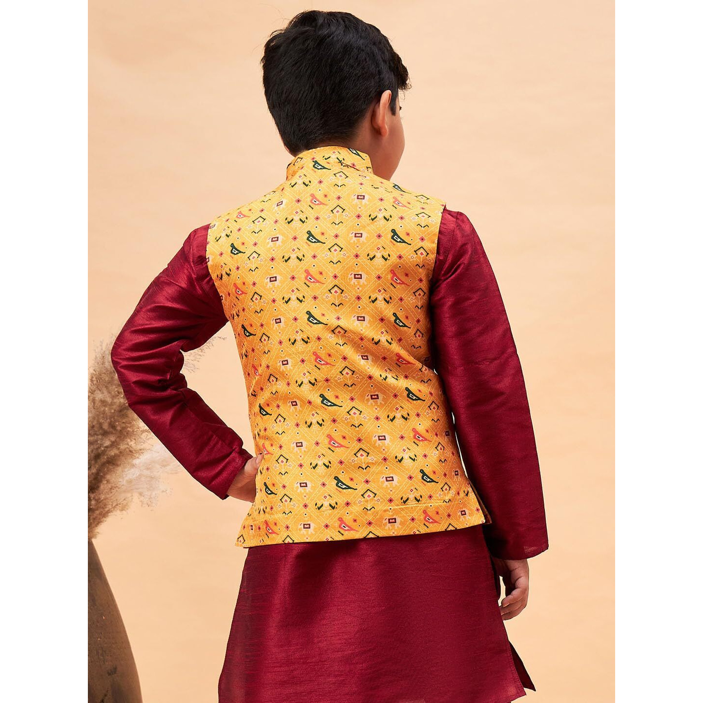 VASTRAMAY Boys' Yellow Nehru Jacket_VASBJ139_20