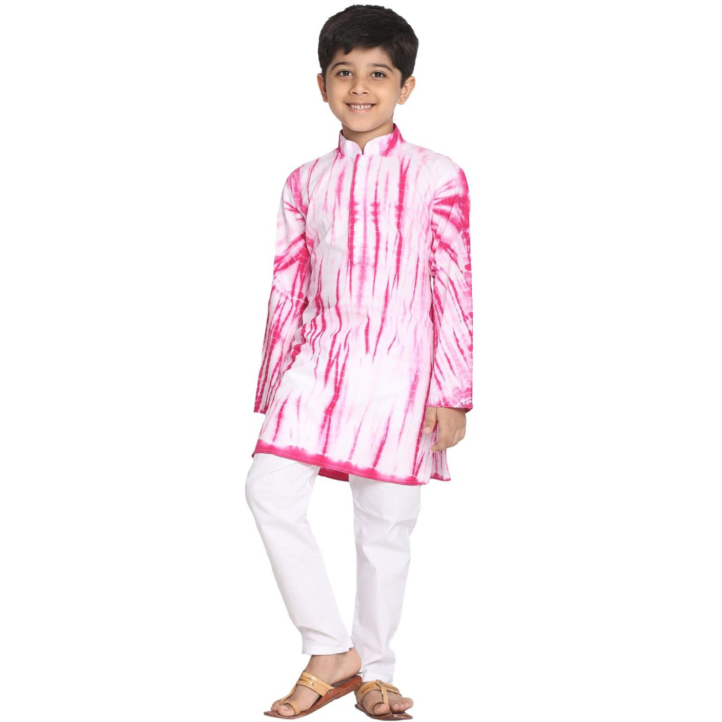 VASTRAMAY Boys' Pink And White Kurta Pyjama Set_VASBK129PNnPCWH_30