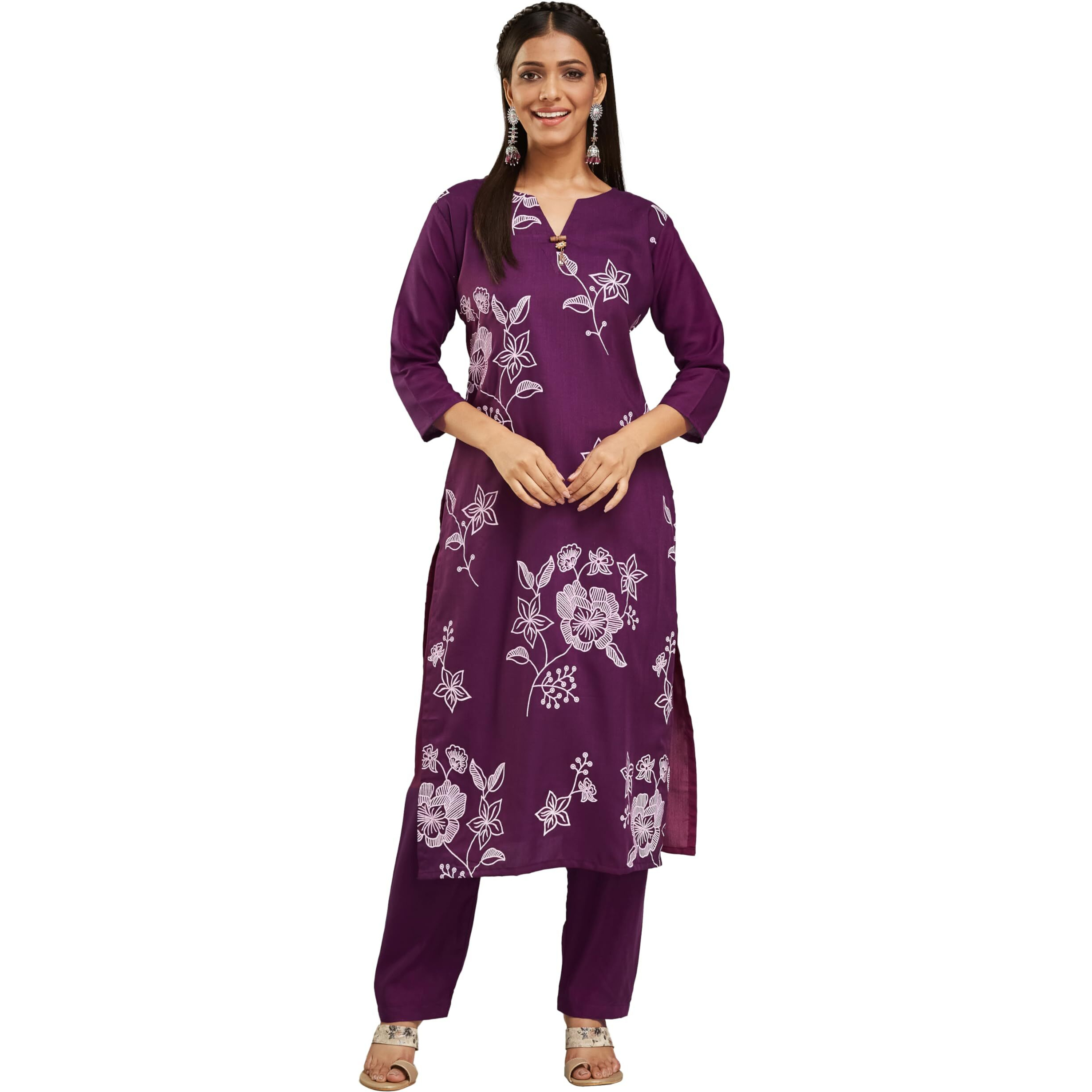 Wedani Royan Kurat Set for Women Purple