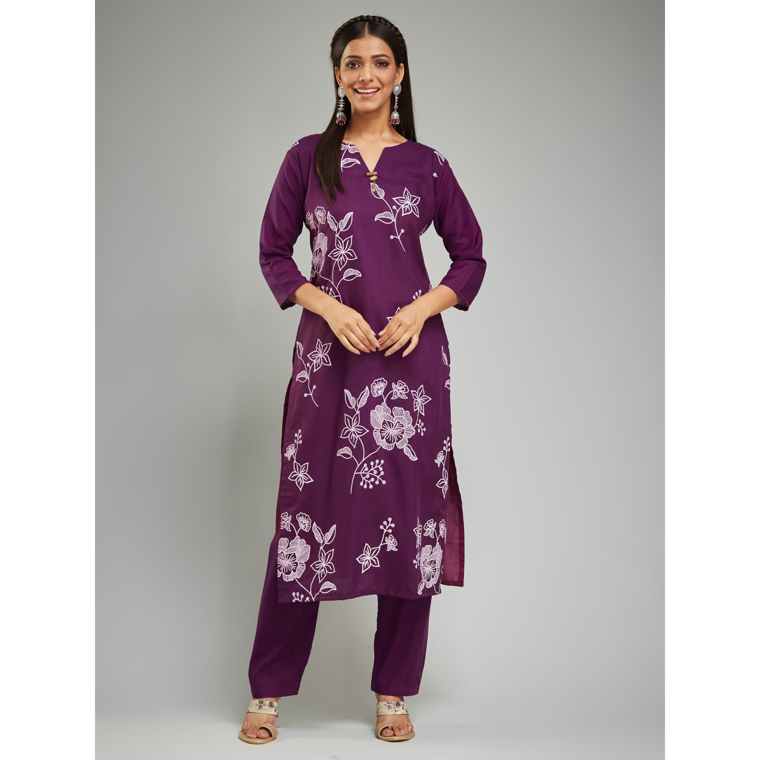 Wedani Royan Kurat Set for Women Purple