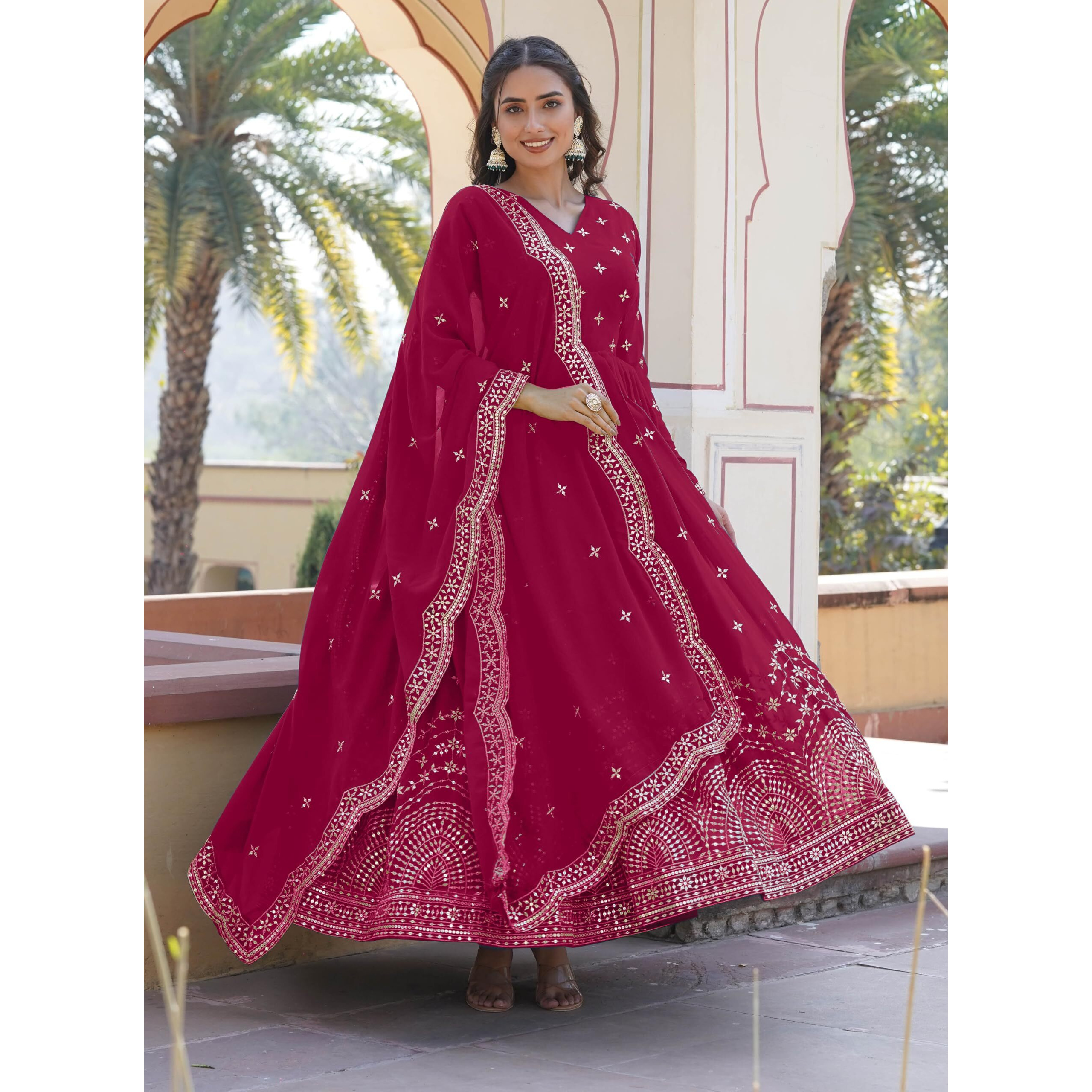 Wedani Georgette Embroidered Anarkali Gown For Women