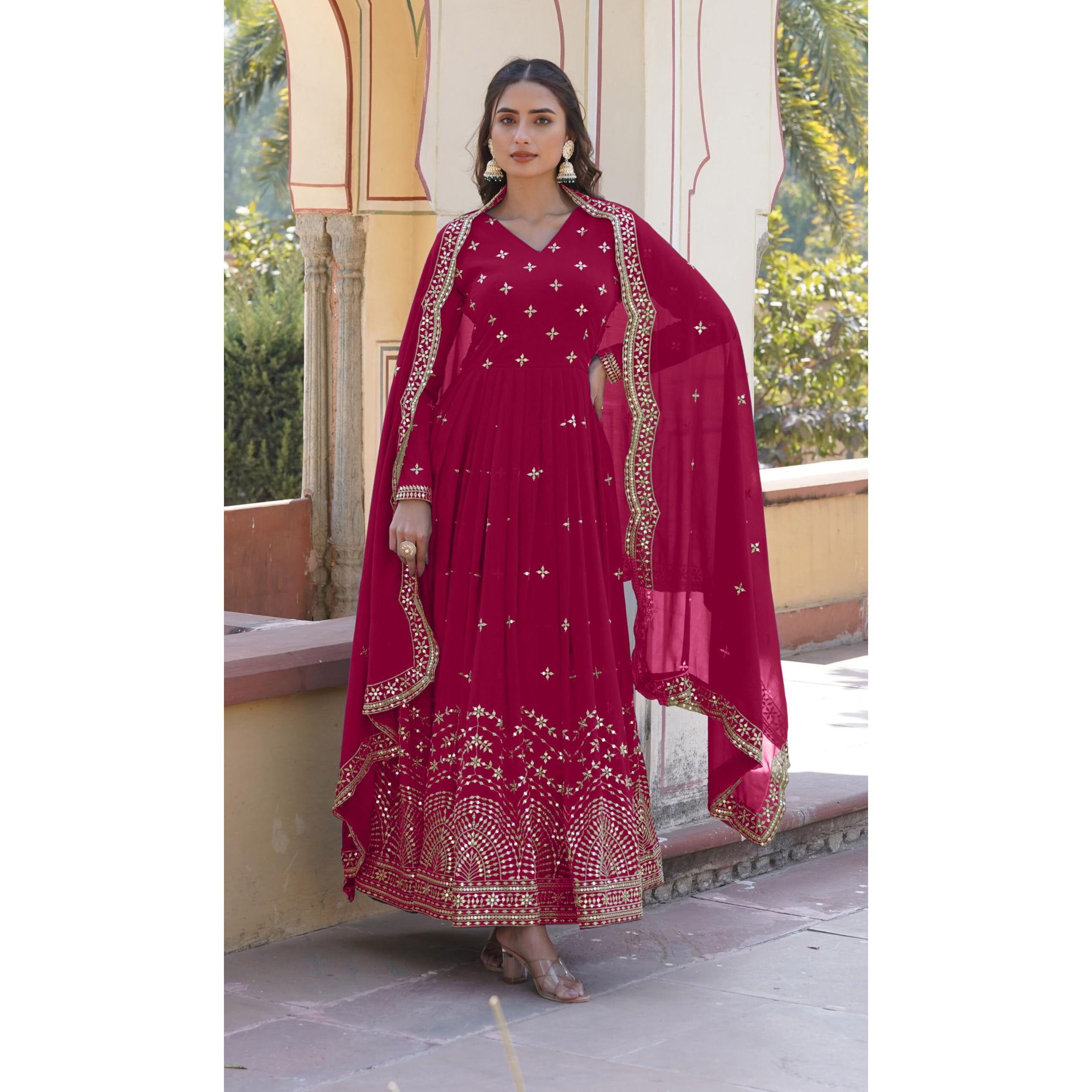 Wedani Georgette Embroidered Anarkali Gown For Women
