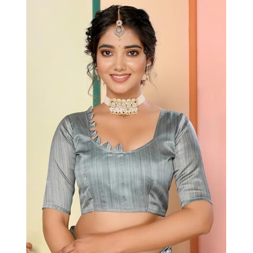 Yashika Women's Art Silk Printed with Tassels Unstitched Blouse Material Stylish Party Casual Wear Traditional Trendy Saree (AZ-YS-P1-MIRZA-Parent_Mustard)