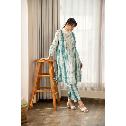 Yashika Floral Regular Printed Cotton Blend Straight Kurta Pant Set-Elegant Ethnic Wear Ensemble Modern Women, Perfect for Any Occasion (AZ-YS-OG-KS2119-Parent_White