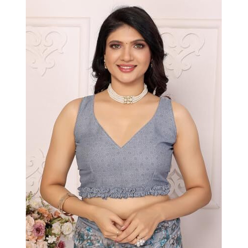 Yashika Women's Georgette Printed Saree With Blouse Material |saree for Women | saree collection 2025 | New Sari | Latest Saree (AZ-YS-P3-BARSHA GREY)