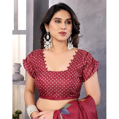 Yashika Women's Printed Art Silk Women Saree Kanjivaram Saree with Blouse Material |saree for Women | Saree | New Sari | Latest Saree (AZ-YS-P2-DENISHA MAROON JHALAR)