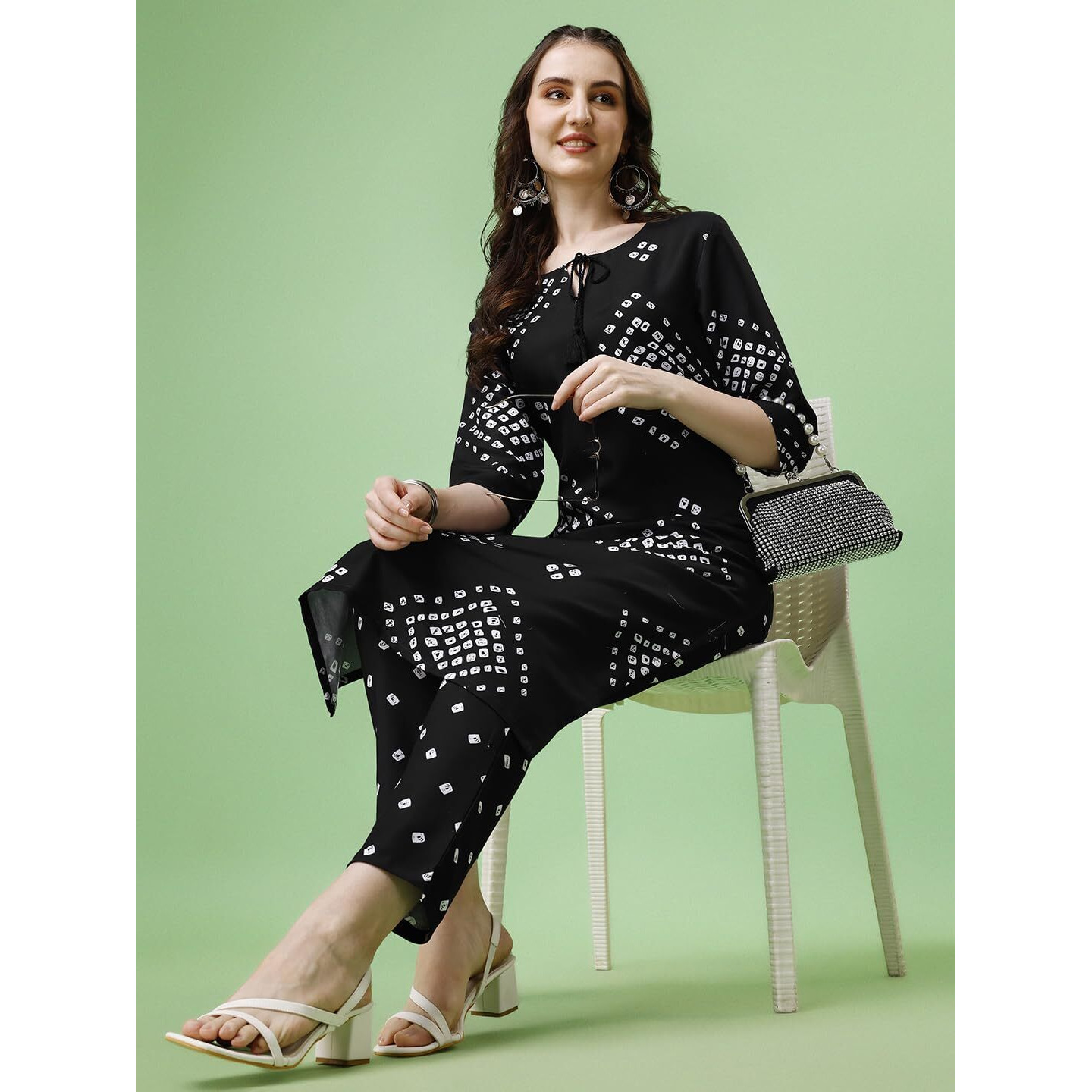 Yashika Women's Babdhani Printed Cotton Blend Black Coloured Staight Kurta Pant Set||AZ-YS-P1-KS2074-S