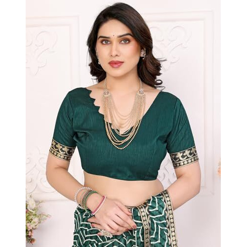 Yashika Women's Printed Georgette Printed Saree With Lace Border and Blouse Material (AZ-YS-P2-SRAVANI GREEN)