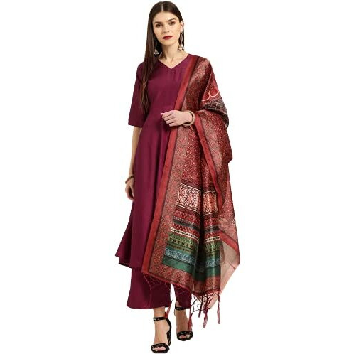ANNI DESIGNER Women's Cotton Straight Kurta with Palazzo (GSHK125_XXL_Light Blue_XX-Large)