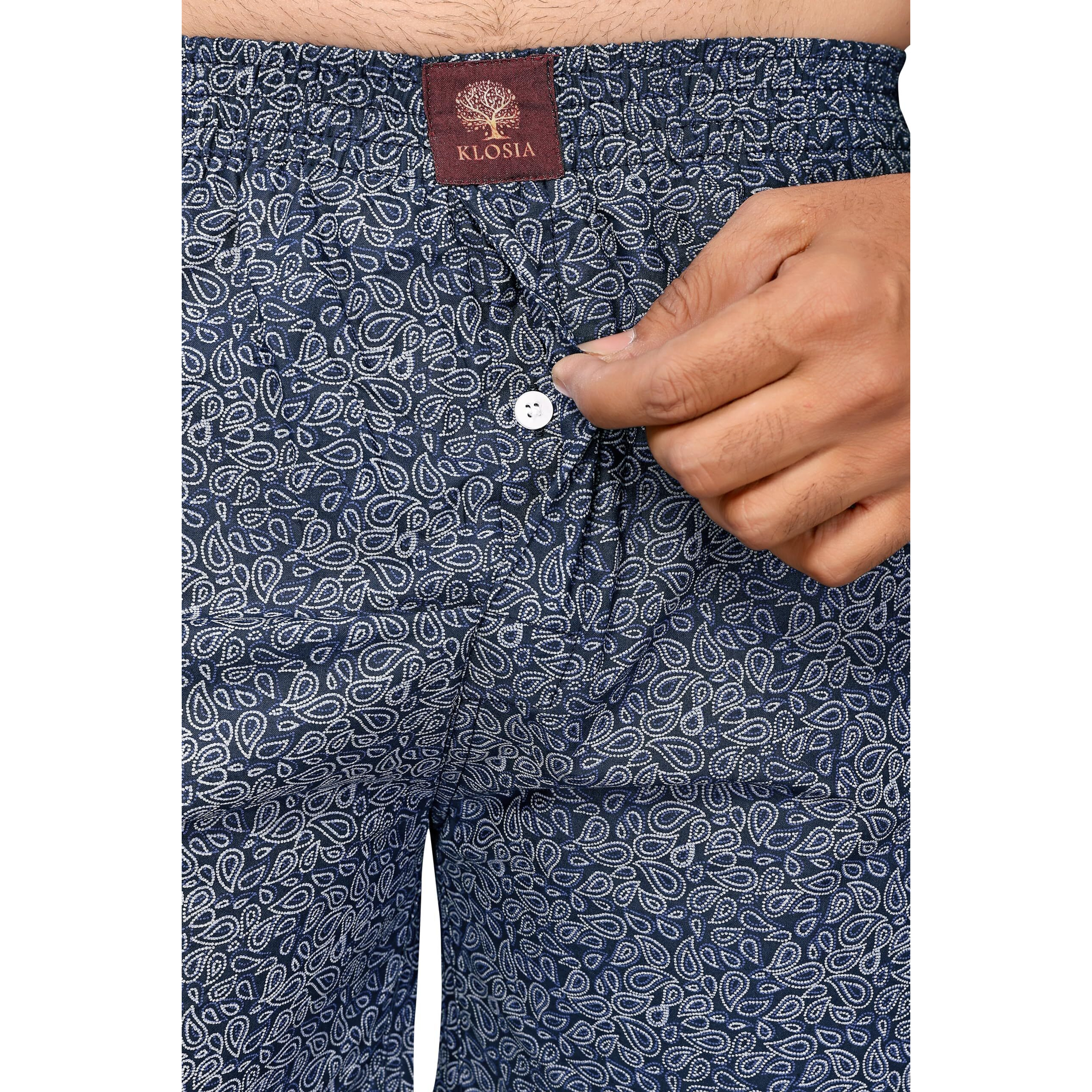 KLOSIA Men's Cotton Printed Regular Boxer Shorts