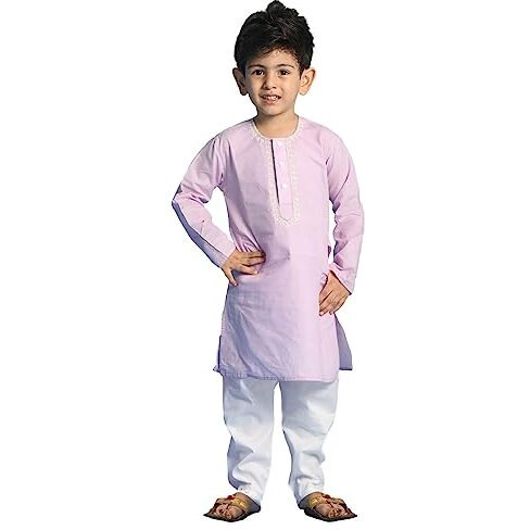 VASTRAMAY Boys' Purple and White Kurta Pyjama Set_VASBK141PUnPWH_22