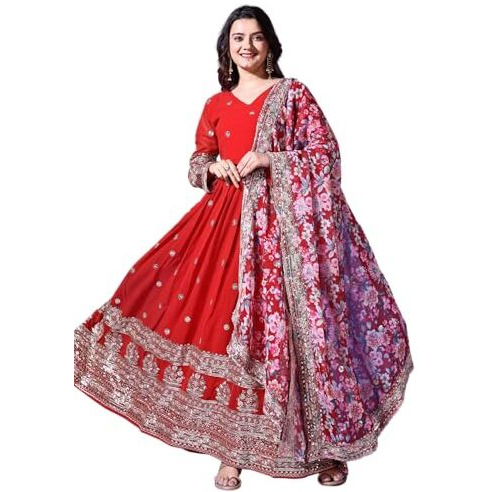 Wedani Georgette Embroidered Anarkali Dress for Women