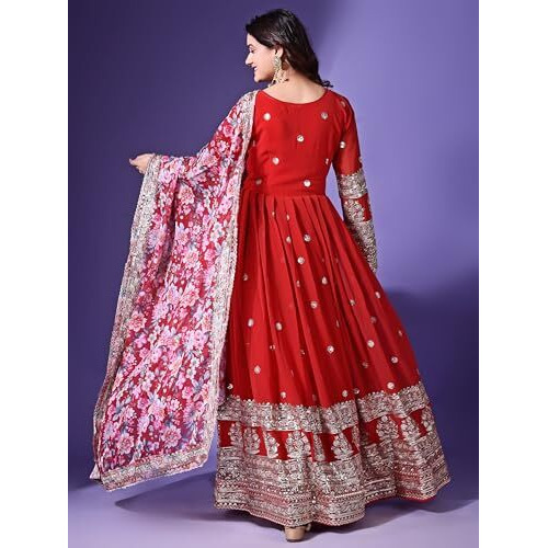 Wedani Georgette Embroidered Anarkali Dress for Women