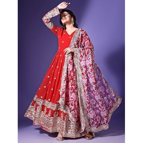 Wedani Georgette Embroidered Anarkali Dress for Women