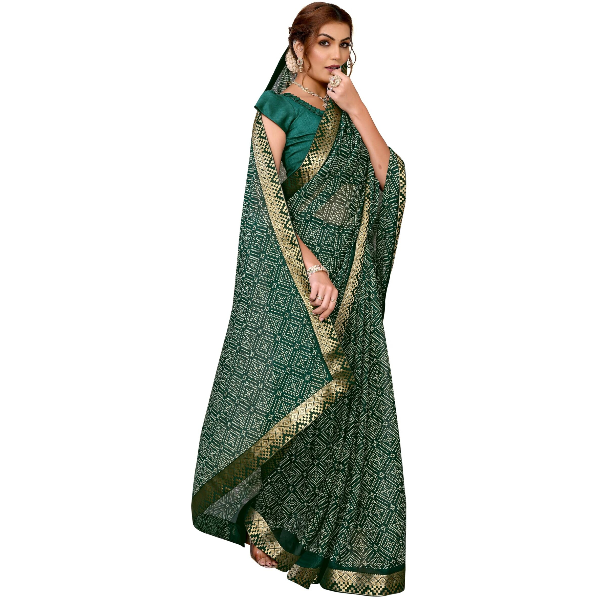 Yashika Women's Woven Latest Georgette Saree with Lace and Blouse Material (AZ-YS-P2-PADMINI-VANSHI-Parent-NEW_Green)