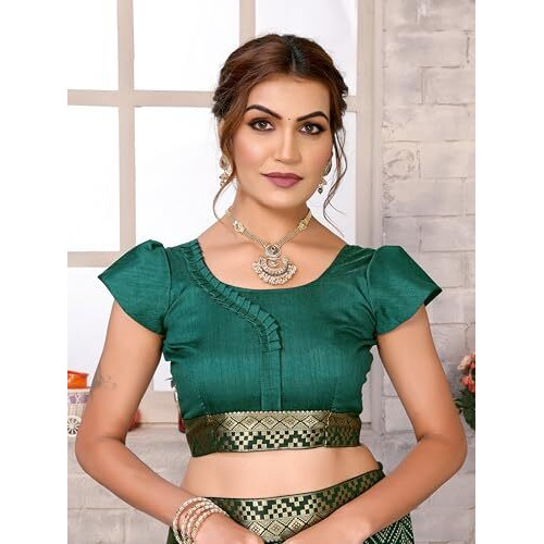 Yashika Women's Woven Latest Georgette Saree with Lace and Blouse Material (AZ-YS-P2-PADMINI-VANSHI-Parent-NEW_Green)