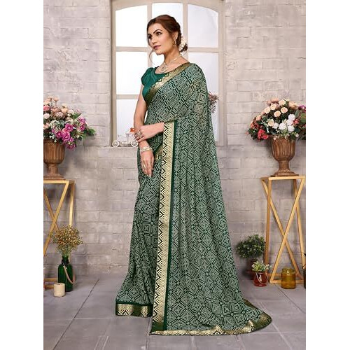 Yashika Women's Woven Latest Georgette Saree with Lace and Blouse Material (AZ-YS-P2-PADMINI-VANSHI-Parent-NEW_Green)