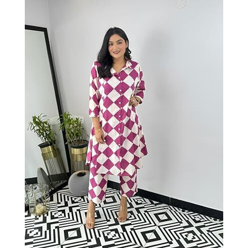 Yashika Blend Trendy Printed Cotton Bleand Trousers Woman Pant with Dupatta | Kurta Sets|Kurti for Women (AZ-YS-OG-KS2205-XL) (AZ-YS-OG-KS2205-Parent_Pink