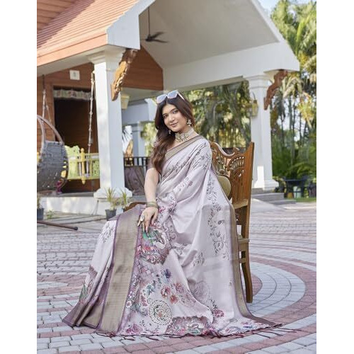 Yashika Women's Cotton Silk Dola Border Digital Printed Saree|Sarees for Women (AZ-YS-P1-DOBBY 01)