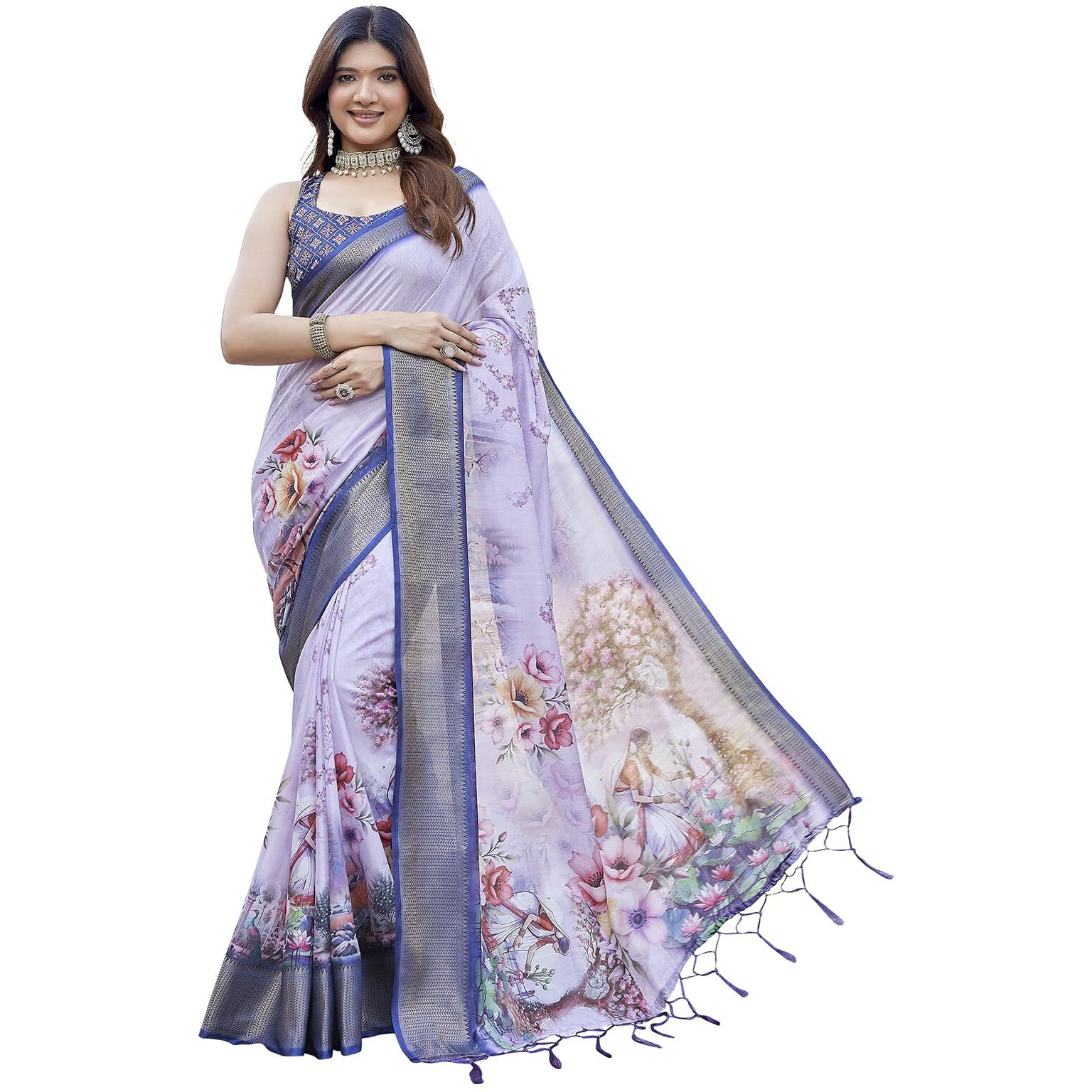 Yashika Women's Cotton Silk Dola Border Digital Printed Saree|Sarees for Women (AZ-YS-P1-DOBBY 03)