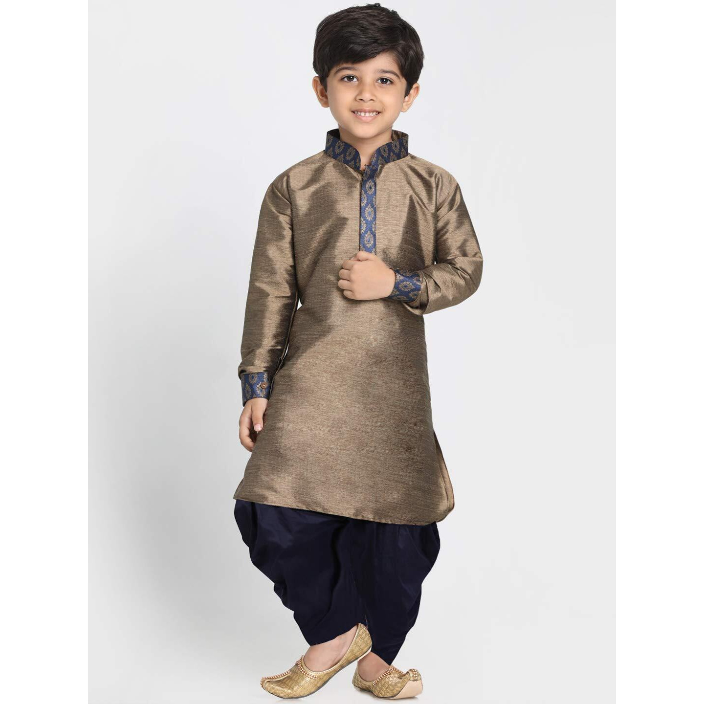 VASTRAMAY JBN Creation Boys Silk Blend Kurta and Dhoti Pant Set